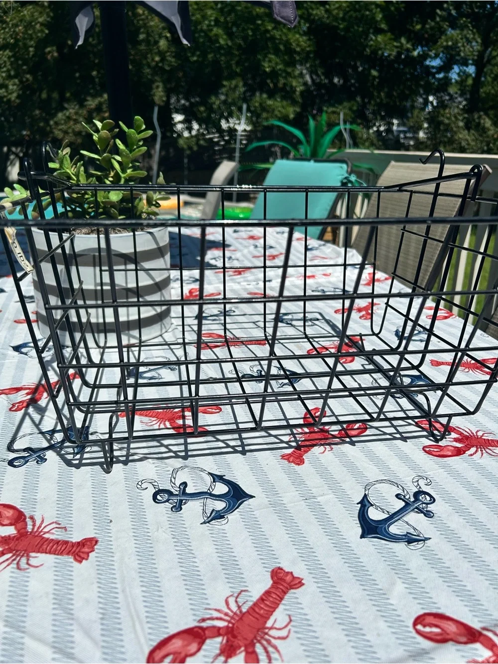 Metal Wire Caddy Basket - Black 15” x 12” x 8”